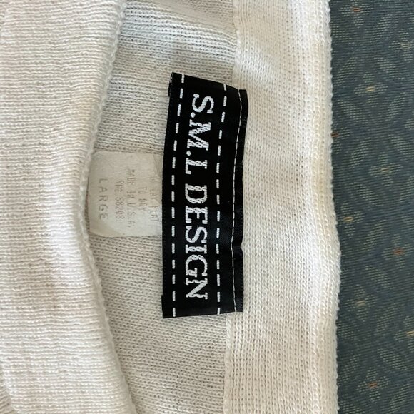 Cream with Blue Stripes Sweater Top Large EUC - Picture 4 of 5